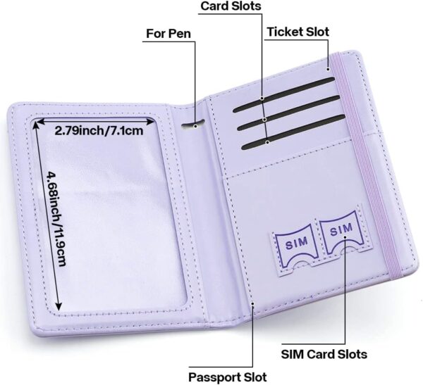 Passport Holder, Passport and Vaccine Card Holder Combo Passport Cover Passport Wallet Rfid Passport Holder Passport Case Passport Card Holder Family Pen Holder Passport Holder for Women Men, Purple - Image 5