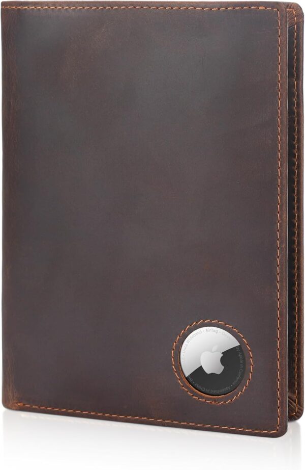 Polare Luxury RFID Blocking Leather Passport Holder Travel Wallet For Men and Women (Dark Brown with AirTag Slot)