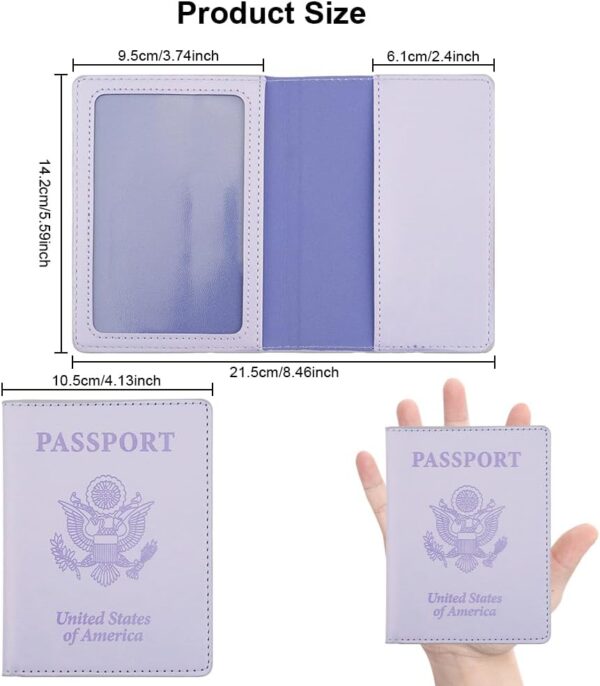 Passport Holder, Passport Holder Women, Passport Covers Travel Must Haves, Travel Passport Wallet for Men, 1 Pack Passport Case Passport Protector for Travel Airport Essentials, Light Purple - Image 2