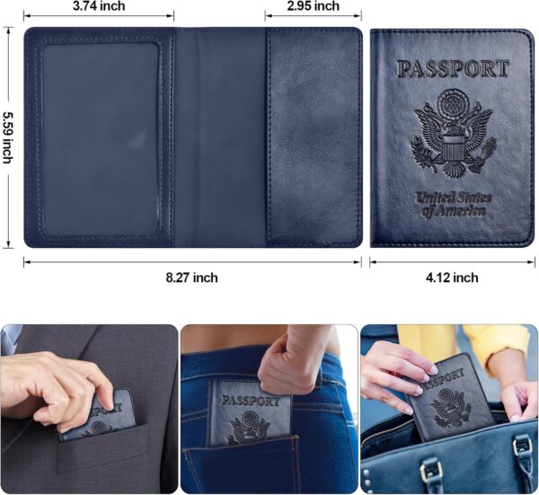 Eoehro 2Pack Passport Holder Wallet Cover Case, Travel Essentials for Women and Men - Image 5