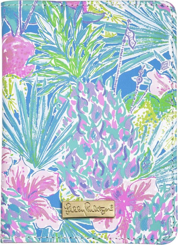 Lilly Pulitzer Vegan Leather Passport Holder, Cute Passport Cover, Travel Wallet with Credit Card Slots, Swizzle In